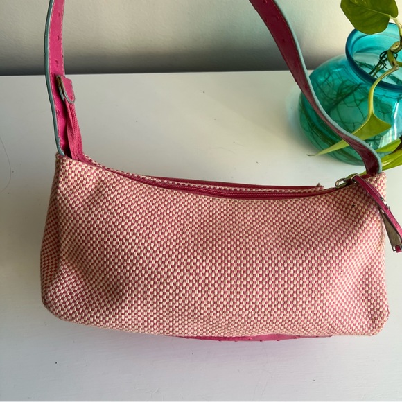 Emillie M. Swiss Dot Pink Leather and checkered Cloth Purse - Picture 7 of 7